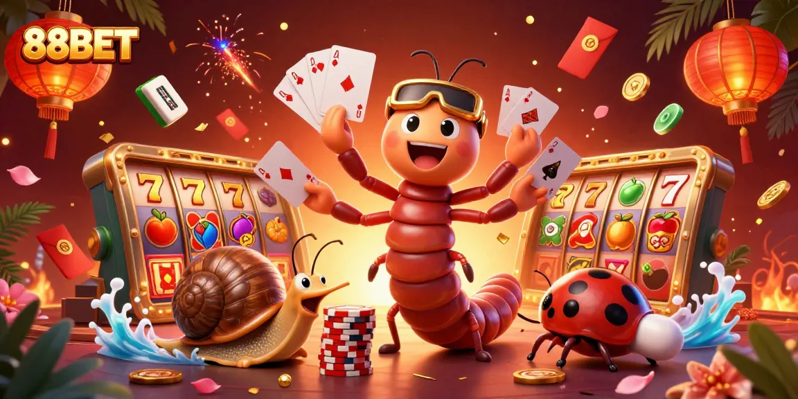 Explore vibrant gaming scenes with 88BET in this dynamic casino illustration showcasing excitement and energy.
