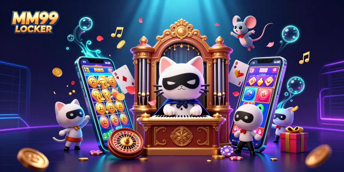 Engage in gaming excitement with MM99 LOCKER featuring a lively casino scene filled with colorful slot action.