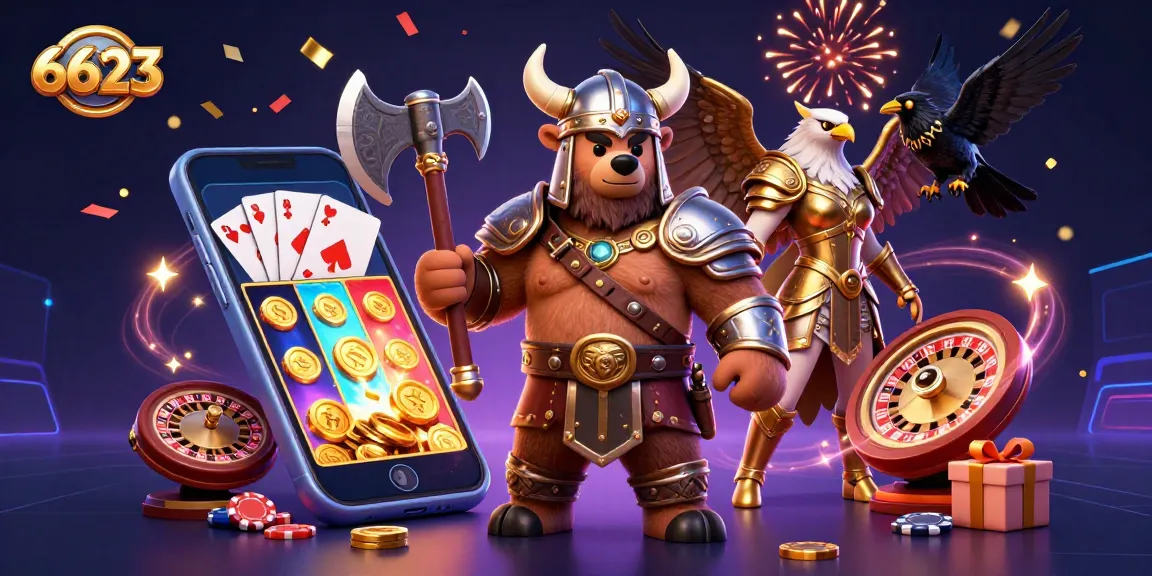 Experience thrilling 6623 gaming adventures with a Viking bear, Valkyrie eagle, and dynamic casino elements.