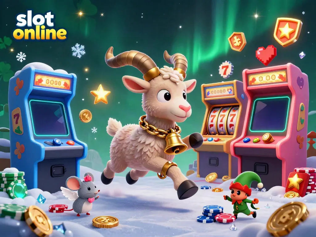 Engaging 3D scene featuring characters in a holiday horror casino, showcasing slot online gaming excitement.