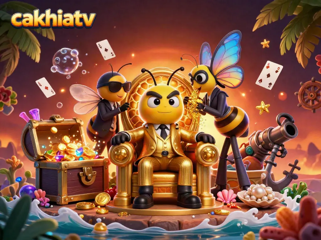 Experience the thrill of gaming with cakhiatv's premiere live betting action, featuring vibrant casino elements.