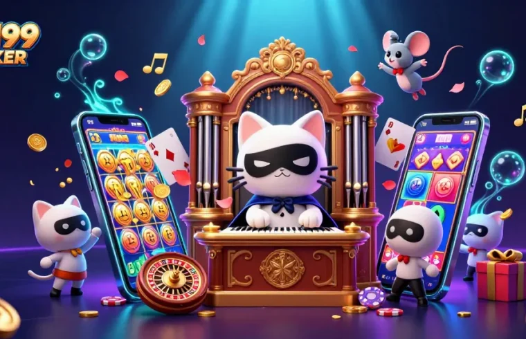 Engage in gaming excitement with MM99 LOCKER featuring a lively casino scene filled with colorful slot action.